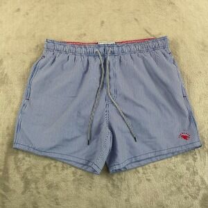 Ted Baker London‎ Swim Trunks Men 5 XL Blue Striped Mesh Lined Lobster Logo NWOT